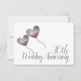 Cartons Réponse ballons en forme de coeur pour les 30 ans de maria