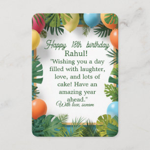 Cartons Réponse Balloons Tropicaux Anniversaire Enfants Coloré Rép