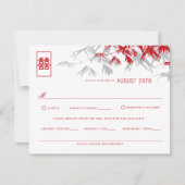 Cartons Réponse Bambou rouge et gris Feuille moderne zen asiatique (Devant)