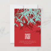 Cartons Réponse Bambou rouge et turquoise Feuille Mariage chinois (Dos)