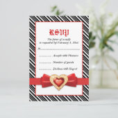 Cartons Réponse Bande blanche noire avec mariage de bijoux rouge R (Debout devant)