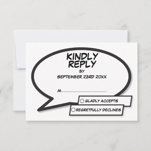 Cartons Réponse Bande dessinée moderne simple Mariage noir et blan (Devant)
