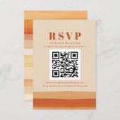 Cartons Réponse Bandes d'aquarelle rétro Terracotta Orange QR CODE (Devant / Derrière)