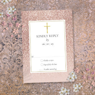 Cartons Réponse Baptême Christening Première Sainte Communion Rose