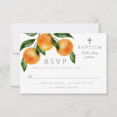 Cartons Réponse Baptême Fille Oranges Élégantes (Devant)