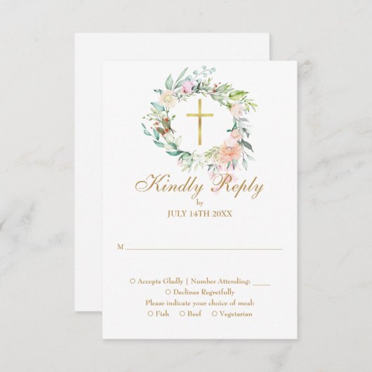 Cartons Réponse Baptême floral baptême baptême première sainte com (Devant / Derrière)