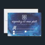 Cartons Réponse Bar Bat mitzvah Moderne Bleu Aquarelle<br><div class="desc">Composé d'un script ludique et de la typographie serif; Tout sur un fond d'arrière - plan d'aquarelle bleue. Il est conçu par Select Party Supplies,  exclusif pour Zazzle. Disponible ici : http://www.zazzle.com/store/selectpartysupplies</div>