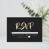 Cartons Réponse Bar Mitzvah Black Gold Foil Script Bold Modern Mod (Debout devant)