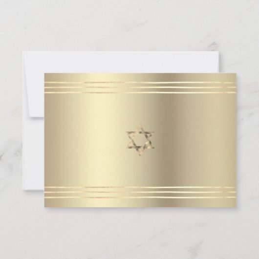Cartons Réponse Bar Mitzvah Black Gold Foil Script Bold Modern Mod (Dos)
