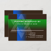 Cartons Réponse Bar Mitzvah Bleu et vert sur n'importe quelle coul (Devant / Derrière)