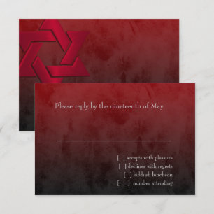 Cartons Réponse Bar Mitzvah Étoile rouge élégante de David Ombre