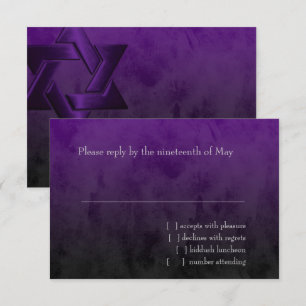 Cartons Réponse Bar Mitzvah Étoile violette élégante de David Ombr