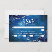 Cartons Réponse Bar Mitzvah Galaxie Agate Bleu Aquarelle Script (Devant)