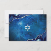 Cartons Réponse Bar Mitzvah Galaxie Agate Bleu Aquarelle Script (Dos)