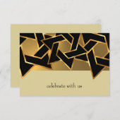 Cartons Réponse Bar Mitzvah Gold et Black Star de David (Devant / Derrière)
