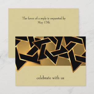 Cartons Réponse Bar Mitzvah Gold et Black Star de David