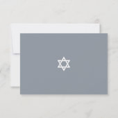 Cartons Réponse Bar Mitzvah Gris Argent Tallit Script Bold Moderne (Dos)