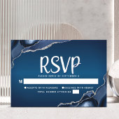 Cartons Réponse Bar Mitzvah Modern Navy Blue Ombre Agate Script