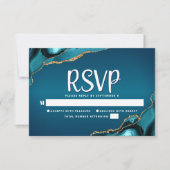 Cartons Réponse Bar Mitzvah Or Turquoise Dégradé Agate Script Gras (Devant)
