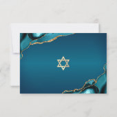 Cartons Réponse Bar Mitzvah Or Turquoise Dégradé Agate Script Gras (Dos)