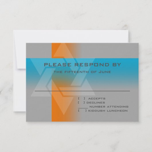 Cartons Réponse Bar Mitzvah Orange et Turquoise sur n'importe quel (Devant)