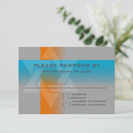 Cartons Réponse Bar Mitzvah Orange et Turquoise sur n'importe quel (Debout devant)