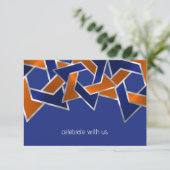 Cartons Réponse Bar Mitzvah Silver Blue Orange Star de David (Debout devant)