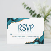 Cartons Réponse Bar Mitzvah Simple Moderne Agate Turquoise Script (Debout devant)