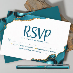 Cartons Réponse Bar Mitzvah Simple Moderne Agate Turquoise Script