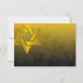 Cartons Réponse Bar Mitzvah Stylish Yellow Star of David Ombre (Dos)