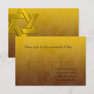 Cartons Réponse Bar Mitzvah Stylish Yellow Star of David Ombre