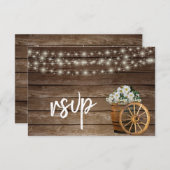 Cartons Réponse Baril de bois rustique et Fleurs blanches de pays (Devant / Derrière)