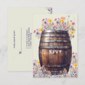 Cartons Réponse Baril de Whisky Bois Rustique Fleurs Printanières (Devant / Derrière)