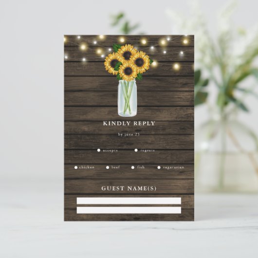 Cartons Réponse Barre Bois Chaîne Lumières Tournesols (Debout devant)