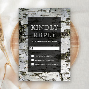 Cartons Réponse Barre de Birch Rustique Mariage moderne