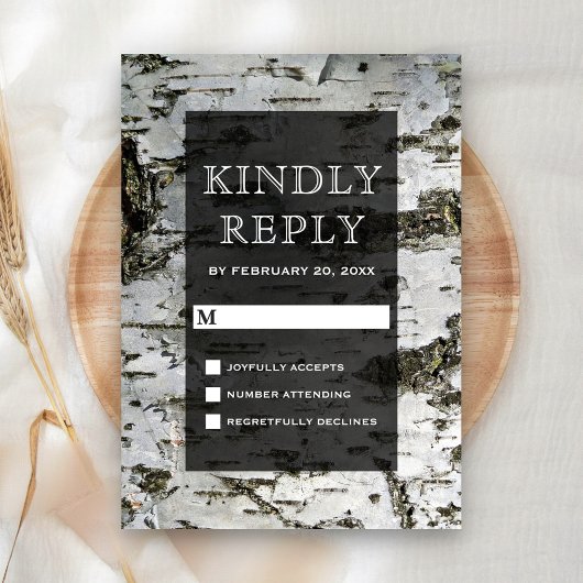 Cartons Réponse Barre de Birch Rustique Mariage moderne