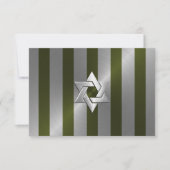 Cartons Réponse Barre Mitzvah Moss Green et Silver Stripe (Devant)