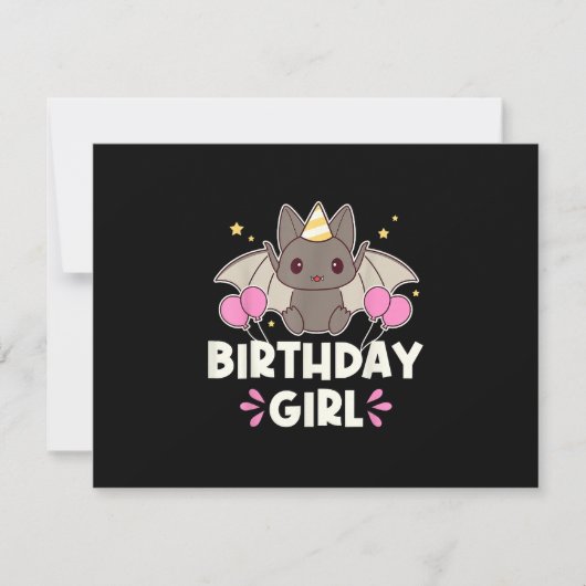 Cartons Réponse Bat-chat fille d'anniversaire mignonne (Devant)