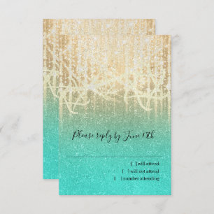 Cartons Réponse Bat mitzvah Aqua et Gold Extra Sparkly