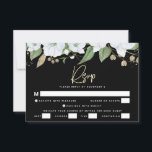 Cartons Réponse Bat mitzvah Black Gold Script Aquarelle Floral<br><div class="desc">Soyez fier, réjouissez-vous et célébrez cette étape importante de votre Bat mitzvah préféré avec cette carte d'insertion RSVP sophistiquée et personnalisée pour votre événement! Une aquarelle florale chic, étonnante, blanche et dorée parties scintillant avec typographie de faux script de feuille d'or et blanc sans serif type superposent un arrière -...</div>