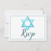 Cartons Réponse Bat mitzvah Blue Opal Modern Watercolor Party (Dos)
