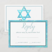 Cartons Réponse Bat mitzvah Blue Opal Modern Watercolor Party (Devant / Derrière)
