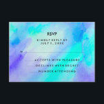 Cartons Réponse Bat mitzvah d'apparence bleu turquoise<br><div class="desc">Ces cartes RSVP Bat mitzvah sont dotées d'une aquarelle tendance et populaire. Jolies éclaboussures de bleu et turquoise du arrière - plan.</div>