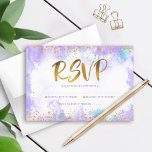 Cartons Réponse Bat mitzvah doré moderne feuille d'or violet aquar<br><div class="desc">Soyez fier, réjouissez-vous et présentez cette étape importante de votre Bat mitzvah préféré ! Inclure cette fausse feuille et points de parties scintillant brillants, modernes et brillants, contre un arrière - plan d'aquarelle mauve souple, carte d'insertion RSVP personnalisée pour votre événement. Personnalisez le texte personnalisé avec la date "répondre avant"....</div>