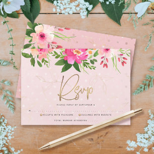 Cartons Réponse Bât Mitzvah Écriture Moderne Florale Aquarelle Ros