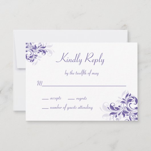 Cartons Réponse Bat mitzvah floral violet officiel (Devant)