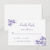 Cartons Réponse Bat mitzvah floral violet officiel (Devant / Derrière)