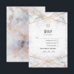 Cartons Réponse Bat mitzvah géométrique en marbre doré<br><div class="desc">Bat mitzvah rsvp avec une texture en marbre avec un cadre géométrique or et un inversé en marbre doré.</div>