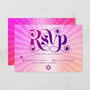 Cartons Réponse Bat mitzvah Gras Rétro Boho rose orange dégradé