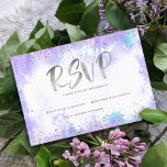 Cartons Réponse Bat mitzvah moderne feuille argent violet aquarell<br><div class="desc">Soyez fier, réjouissez-vous et présentez cette étape importante de votre Bat mitzvah préféré ! Inclure ce faux feuillet et points de parties scintillant brillants, modernes et brillants, et le script de calligraphie manuscrit contre un arrière - plan d'aquarelle mauve, carte d'insertion RSVP personnalisée pour votre événement. Personnalisez le texte personnalisé...</div>